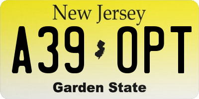 NJ license plate A39OPT