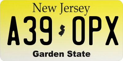 NJ license plate A39OPX