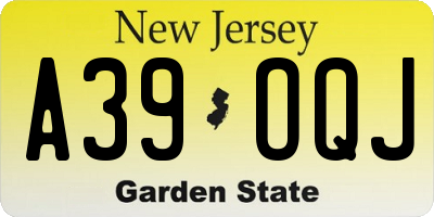 NJ license plate A39OQJ