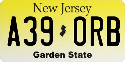 NJ license plate A39ORB