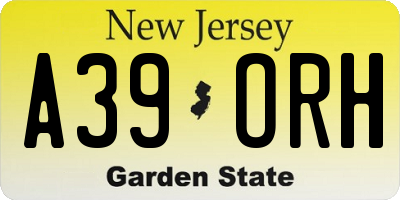 NJ license plate A39ORH