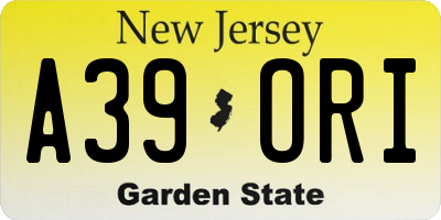 NJ license plate A39ORI