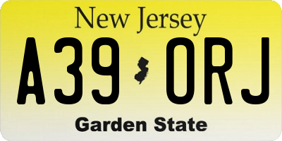NJ license plate A39ORJ