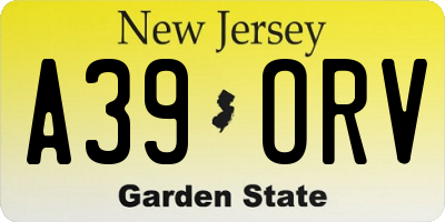 NJ license plate A39ORV