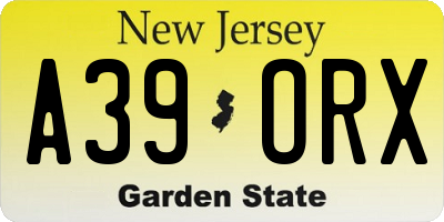 NJ license plate A39ORX