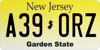 NJ license plate A39ORZ