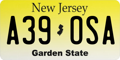 NJ license plate A39OSA