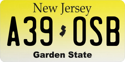 NJ license plate A39OSB
