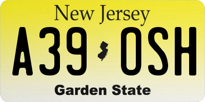 NJ license plate A39OSH