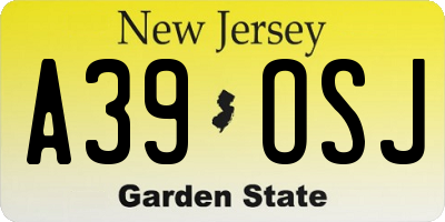 NJ license plate A39OSJ