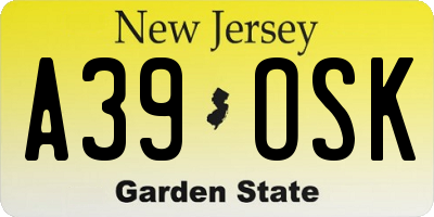 NJ license plate A39OSK