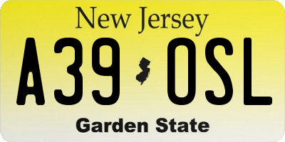 NJ license plate A39OSL