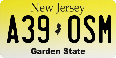 NJ license plate A39OSM