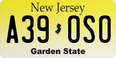 NJ license plate A39OSO