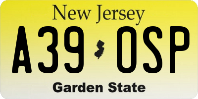 NJ license plate A39OSP