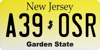 NJ license plate A39OSR