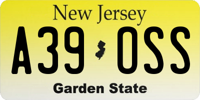 NJ license plate A39OSS