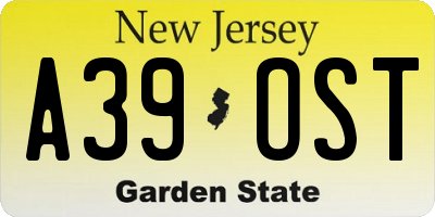 NJ license plate A39OST