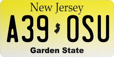 NJ license plate A39OSU