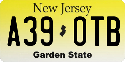 NJ license plate A39OTB