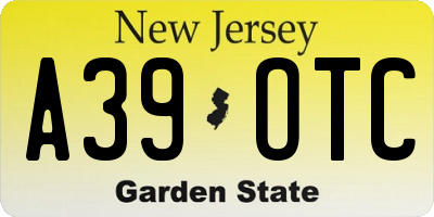 NJ license plate A39OTC