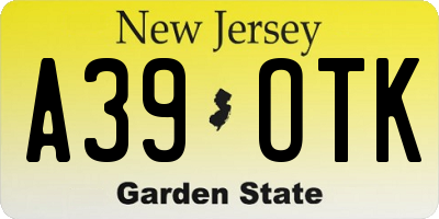 NJ license plate A39OTK