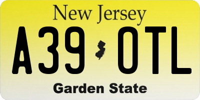NJ license plate A39OTL