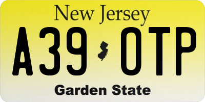 NJ license plate A39OTP