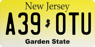 NJ license plate A39OTU