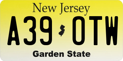 NJ license plate A39OTW