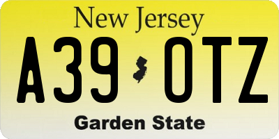NJ license plate A39OTZ