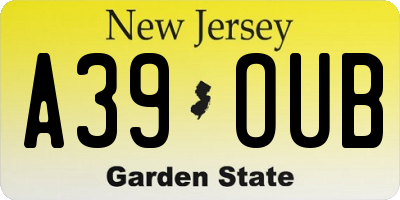 NJ license plate A39OUB
