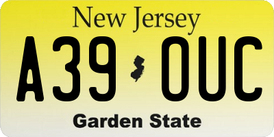 NJ license plate A39OUC