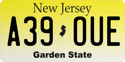 NJ license plate A39OUE