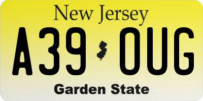 NJ license plate A39OUG