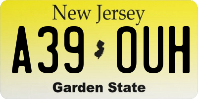 NJ license plate A39OUH