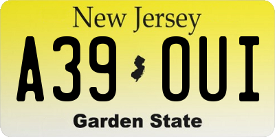 NJ license plate A39OUI