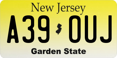 NJ license plate A39OUJ