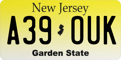 NJ license plate A39OUK