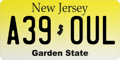 NJ license plate A39OUL