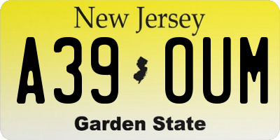 NJ license plate A39OUM