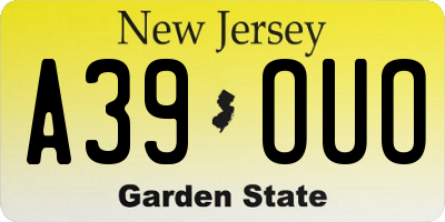 NJ license plate A39OUO
