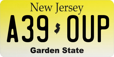 NJ license plate A39OUP