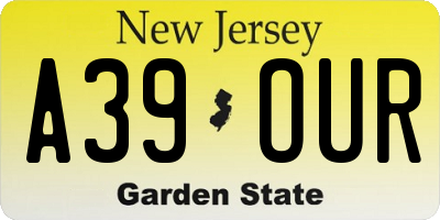 NJ license plate A39OUR
