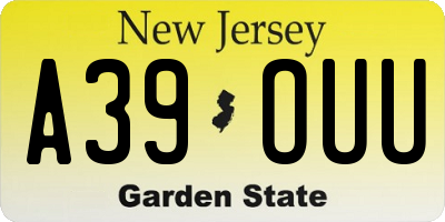 NJ license plate A39OUU