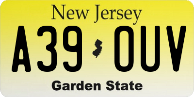 NJ license plate A39OUV