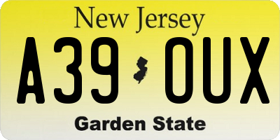 NJ license plate A39OUX