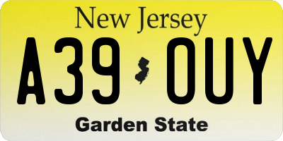 NJ license plate A39OUY
