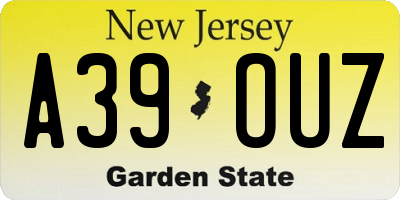 NJ license plate A39OUZ