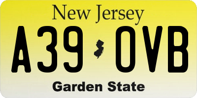 NJ license plate A39OVB